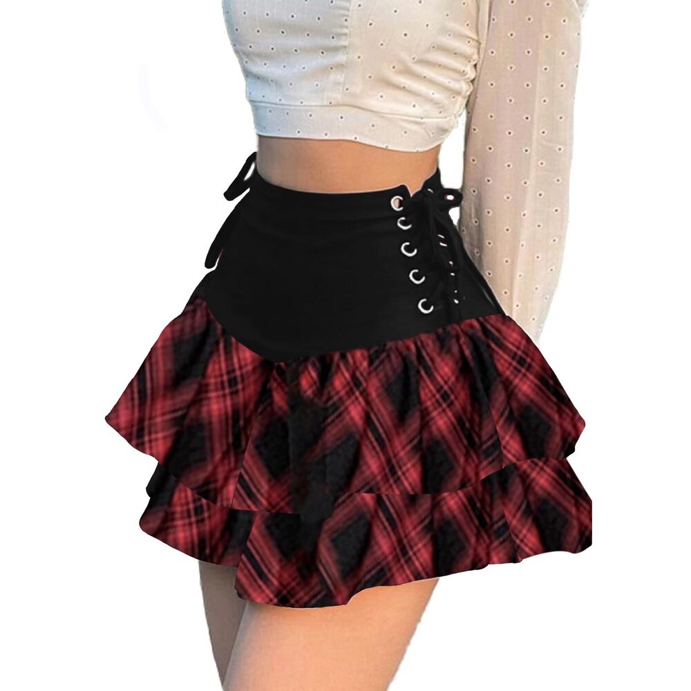 8866 Emo Clothes Lace-Up Skirts Preppy Clothes Harajuku Style Skirts Kawaii
